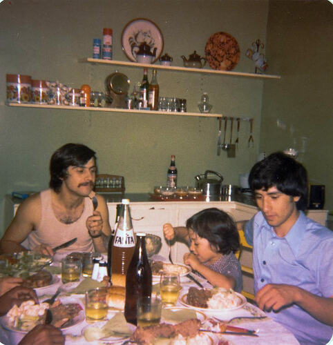 Digital Photograph - Two Families Sharing House, Eating Dinner, Dining Room, Footscray, 1977