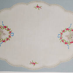 Tray Cloth - Centenary of Victoria, Embroidered, Linen, 1934