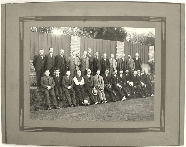 Photograph - Bowls Team, Sunshine Harvester Works, Hornby Studios, Ballarat, circa 1919