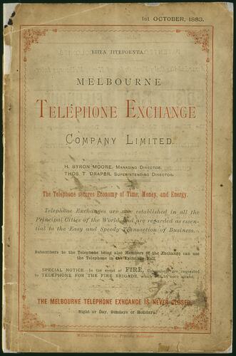 Melbourne Telephone Directory :Cover, Lighter image: