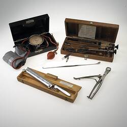 Group of old fashioned medical instruments.