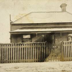 Girl in Pinafore Standing Outside Weatherboard House, Sandringham, 1912