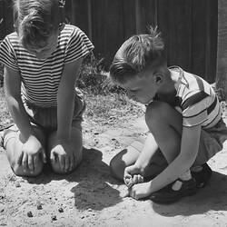 Photograph - Boys Playing Marbles, Dorothy Howard Tour, Australia, 1954