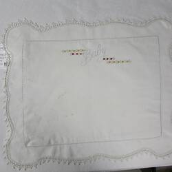 Pillowcase - Embroidered, White cotton, circa 1950s