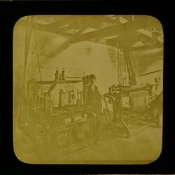 Lantern Slide - Royal Victorian Institute for the Blind, Two Boys in Workshop, circa 1900