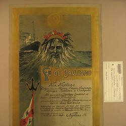 Certificate - Crossing the Equator, 'Cap Polonio', September, 1926