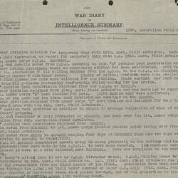 Diary - World War I, 13th Australian Field Ambulance, 1916-1919