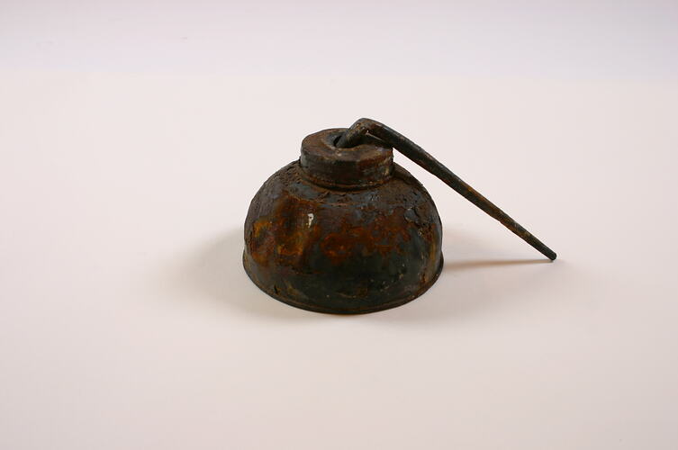 Oil can (fire damaged)