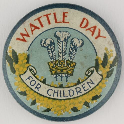 Badge - 'Wattle Day For Children', 1914-1918