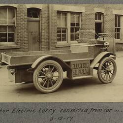 Photograph - Melbourne Electricity Supply Co, Baker Electric Lorry, Geelong, Victoria, Dec 1912