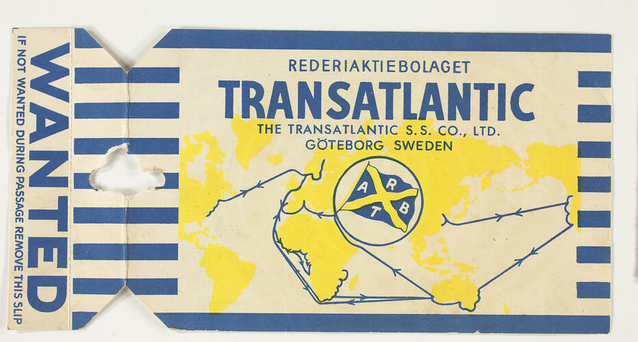 Baggage Label - Transatlantic SS Co, circa 1950s