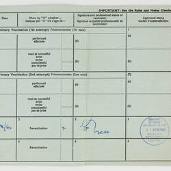 Certificate of Vaccination - Smallpox, John Myerscough, 1963