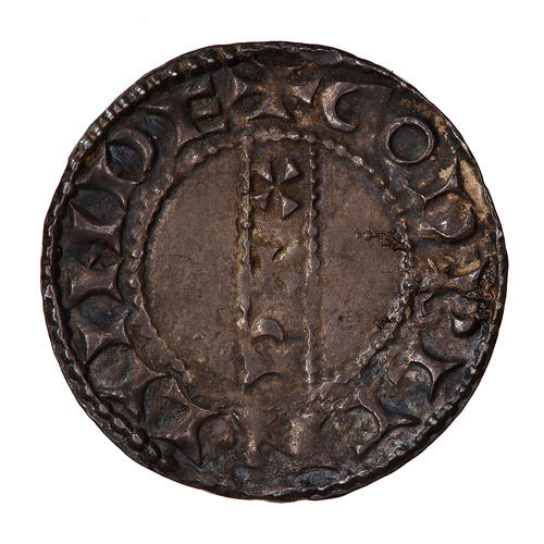 Coin, round, at centre within dotted lines, PAX; text around, + GODRIC N LVNDE.