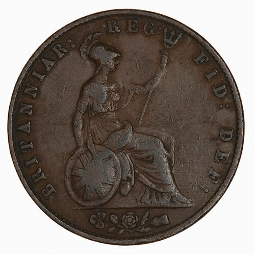 Coin - Halfpenny, Queen Victoria, Great Britain, 1841 (Reverse)