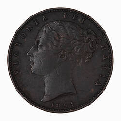 Coin - Farthing, Queen Victoria, Great Britain, 1851 (Obverse)