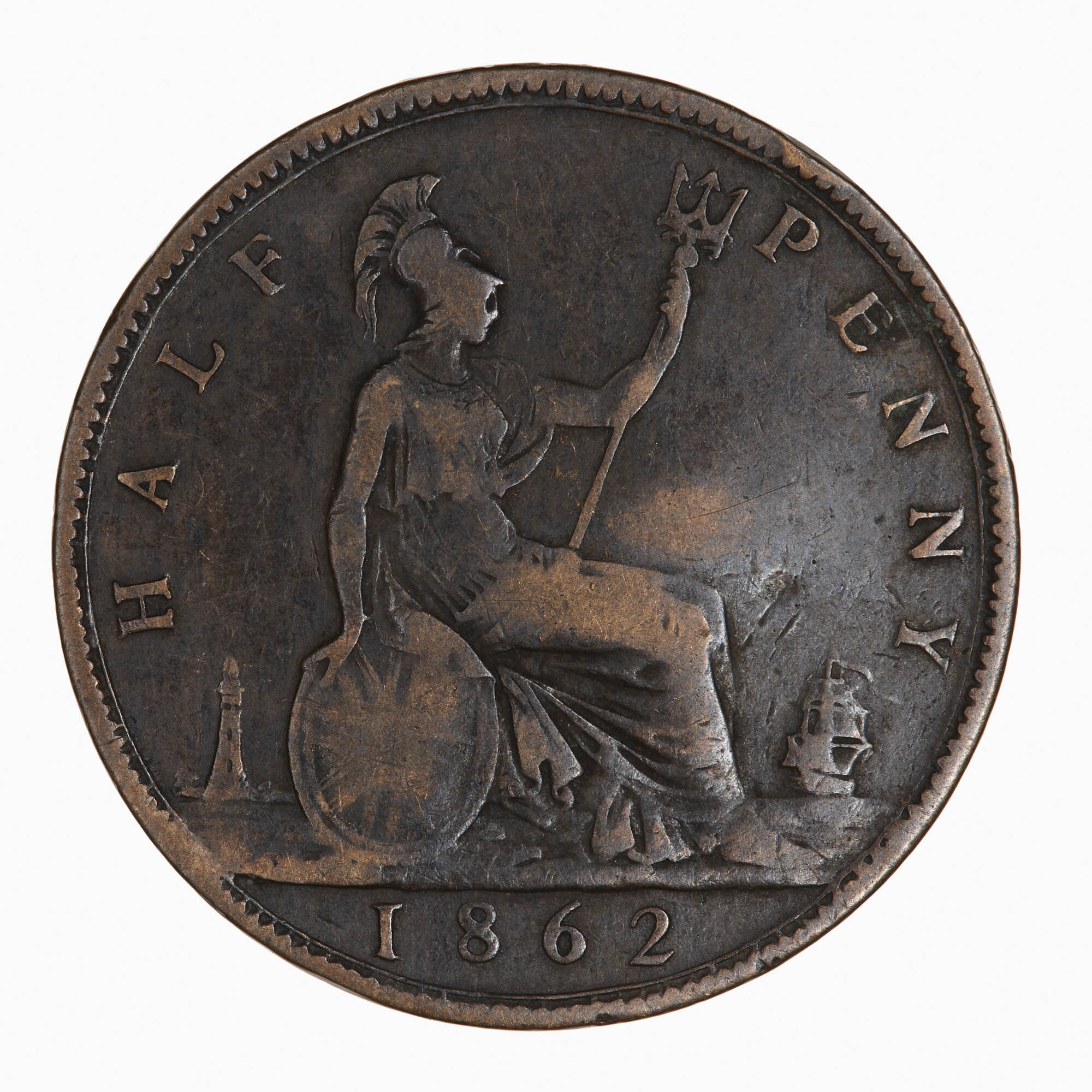 Coin - Halfpenny, Queen Victoria, Great Britain, 1862