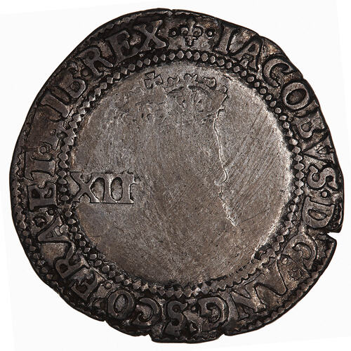 Coin - Shilling, James I, England, Great Britain, 1604-1605 (Obverse)