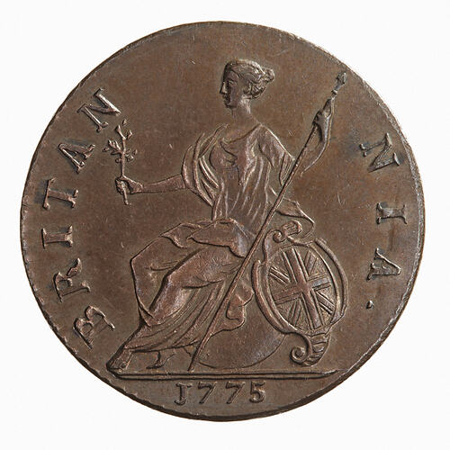 Coin - Halfpenny, George III, Great Britain, 1775 (Reverse)