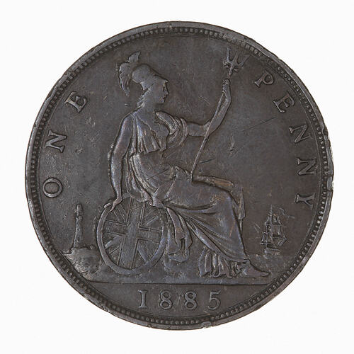 Coin - Penny, Queen Victoria, Great Britain, 1885 (Reverse)