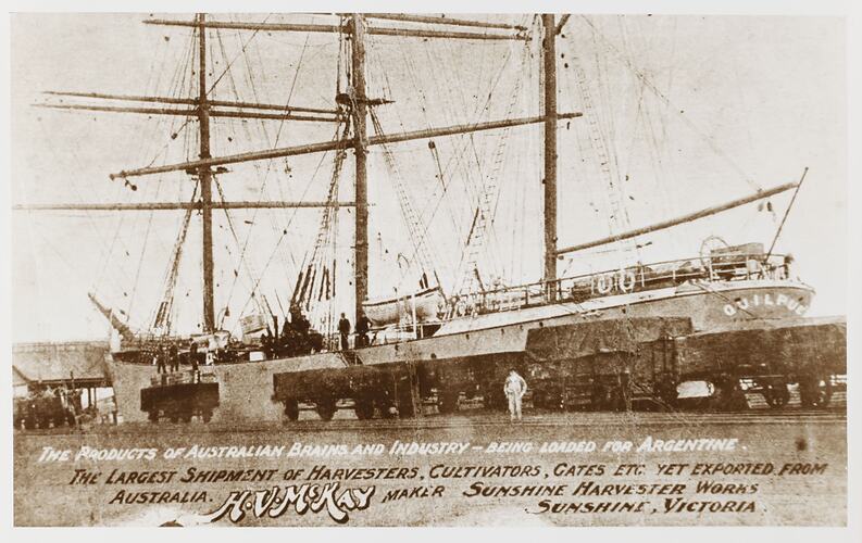 Photograph - H.V. McKay, Ships Loading Products for Argentina, Victoria, 1920s