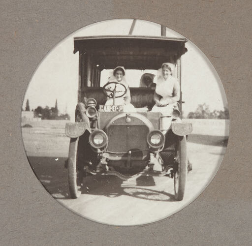 Digital Image - World War I, Three Nurses in Motor Car, Egypt,  1915-1917