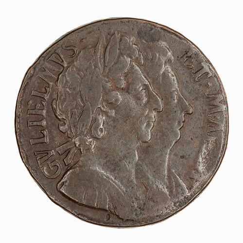 Coin - Farthing, William and Mary, Great Britain, 1694 (Obverse)