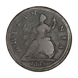 Coin - Halfpenny, George I, Great Britain, 1717