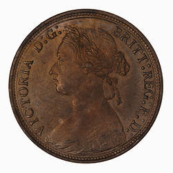 Coin - Halfpenny, Queen Victoria, Great Britain, 1879 (Obverse)
