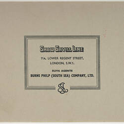 Booklet - Shaw Savill Line - Fiji