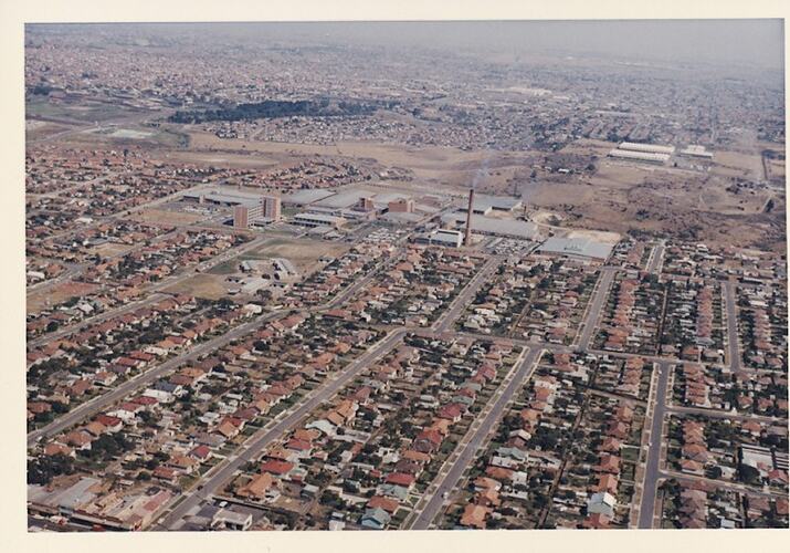Photograph - Kodak Australasia Pty Ltd, Aerial View of the Kodak Factory Complex and Suburbia, Coburg, 1965