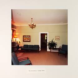 Photograph - The New 'Residency', Lounge Room, Royal Exhibition Building, Melbourne, circa Feb 1985