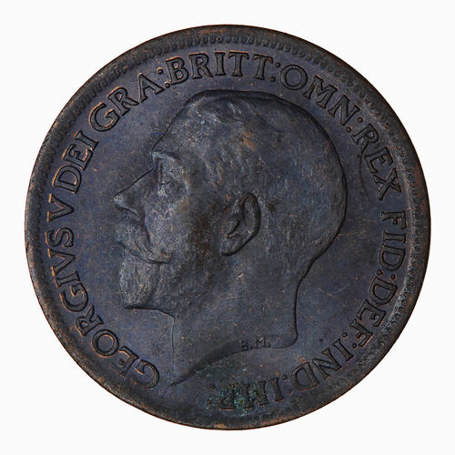 Coin - Farthing, George V, Great Britain, 1916 (Obverse)
