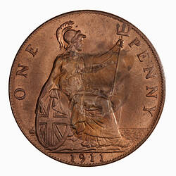 Coin - Penny, George V, Great Britain, 1911 (Reverse)