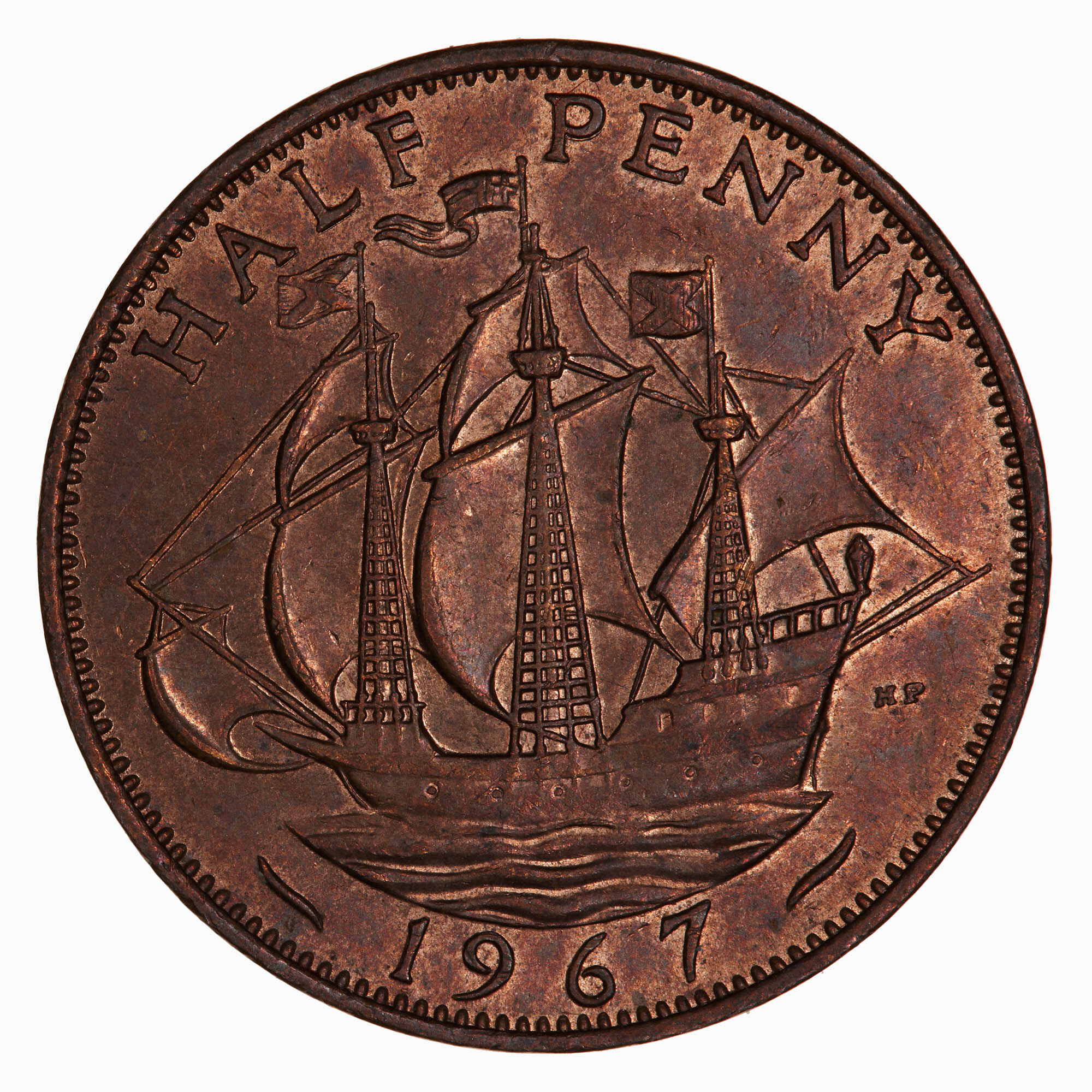 Coin - Halfpenny, Elizabeth II, Great Britain, 1967