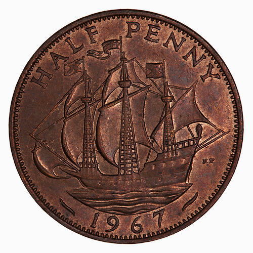 Coin - Halfpenny, Elizabeth II, Great Britain, 1967 (Reverse)