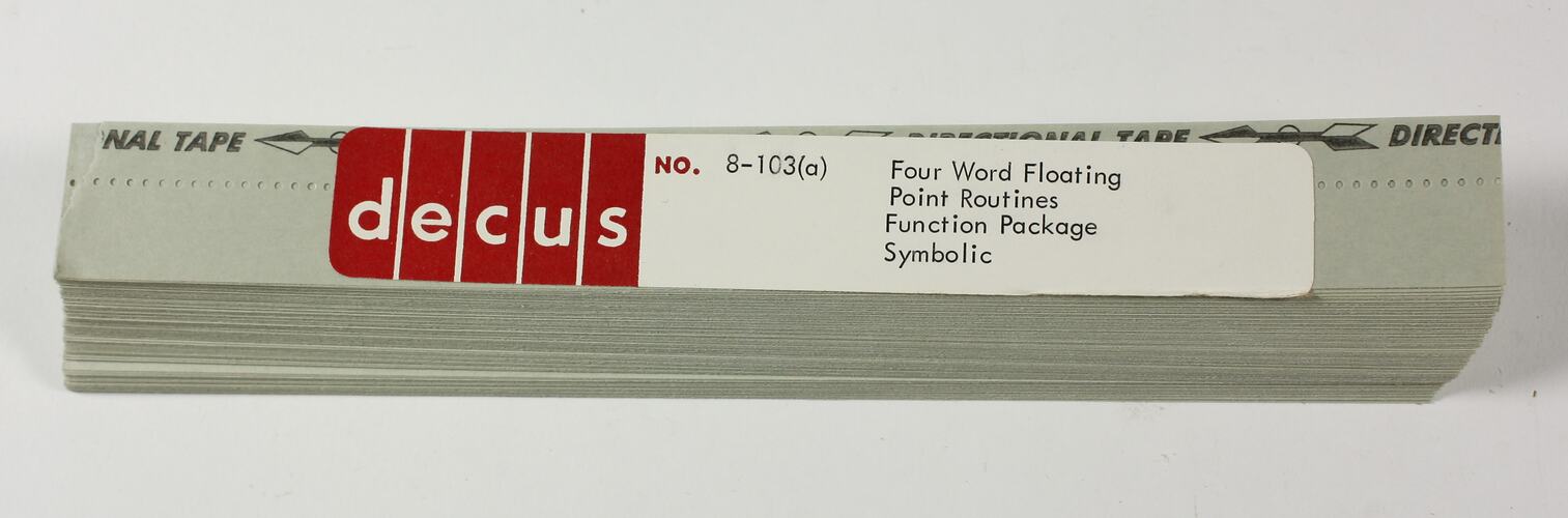 Paper Tape - DECUS, '8-103a Four Word Floating Point Routines, Function Package, Symbolic'