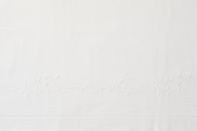 Sheet - Embroidered White Cotton, circa 1940s