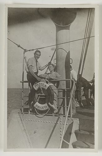 Photograph - Group of People Aboard the Ship Protea, 1950