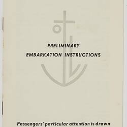Booklet - Preliminary Embarkation Instructions, Orient Line, circa 1955