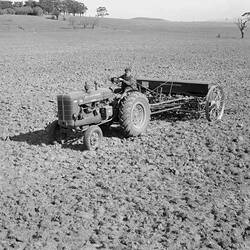 Negative - International Harvester, GL-131 Cultivator & W6 Tractor, Mr Sherwin's Property, Beveridge, 1947