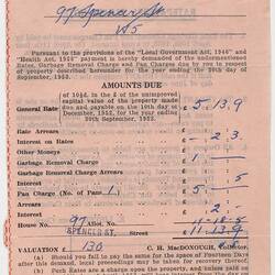 Rate Notice - City of Essendon, 6 Mar 1953