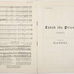 Music - 'Zadok the Priest', Coronation Choral Festival, Melbourne, May 1937