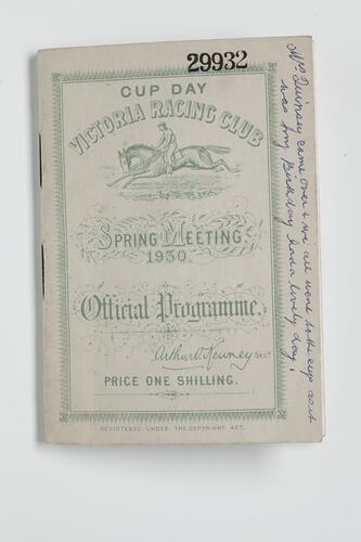 Race Program - Cup Day 1930