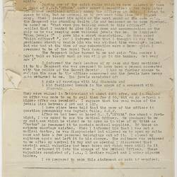 Memorandum - Dunera Statement, circa 1940