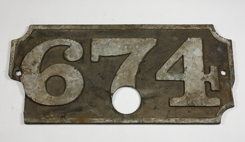 Locomotive Number Plate - '674'