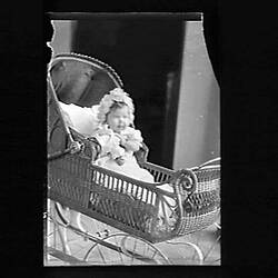 Glass Negative - Maud Beckett in Pram, South Yarra, Victoria, Apr 1909