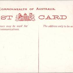 POstcard with red printed taxt.