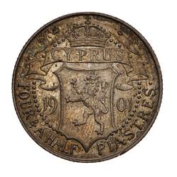 Coin - 4 & 1/2 Piastres, Cyprus, 1901