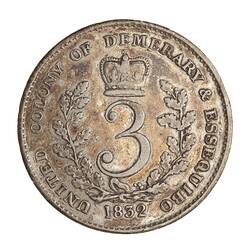 Coin - 3 Guilders, Essequibo & Demerary, 1832
