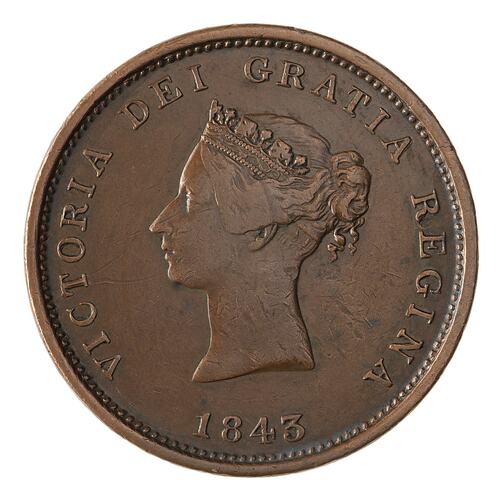 Coin - 1 Penny, New Brunswick, Canada, 1843